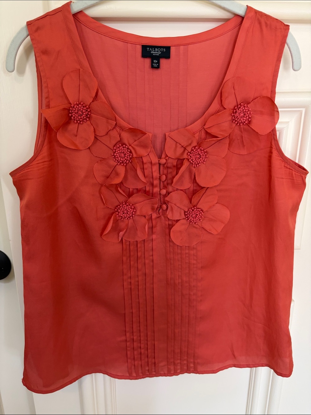 Talbots Coral Floral Appliqué Sleeveless Camisole